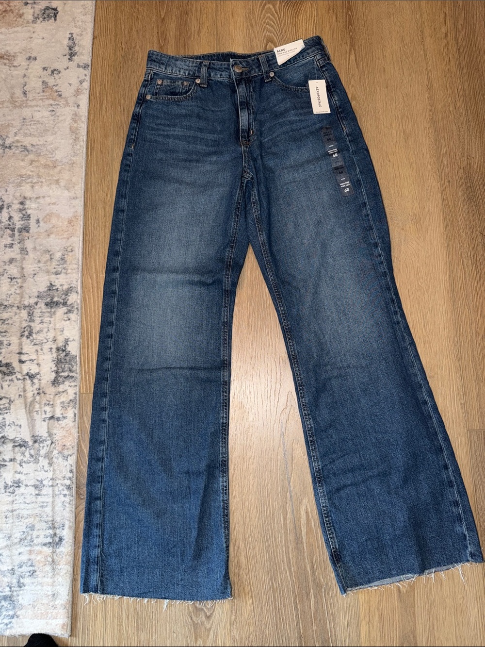Aeropostale Dark Blue Wide Leg Jeans with Raw Hem
